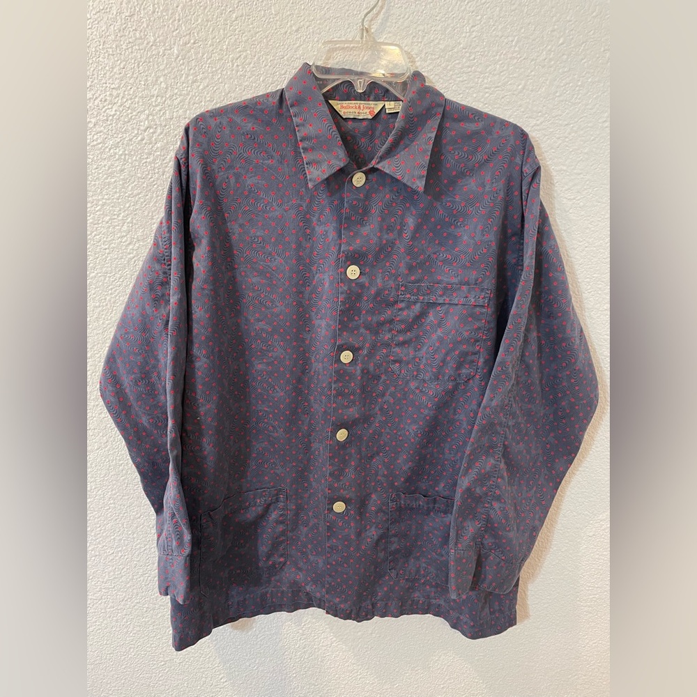 Derek Rose Pyjamas Top Mens Pajama Jacket Nightwear Cotton Blue Polka Dot-Large